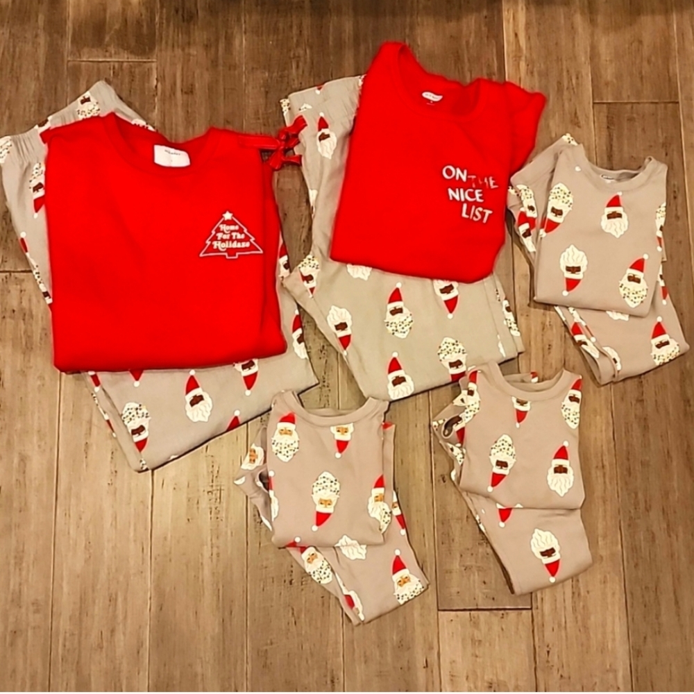 Matching Family Christmas Pajamas, sz Men's L, Women's M, and two Kids 5